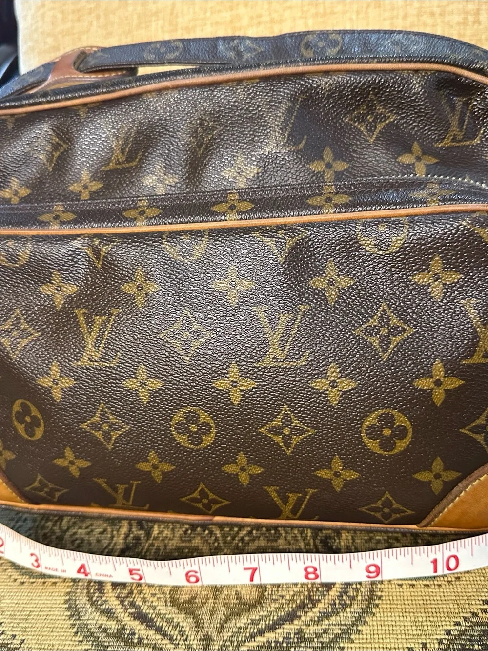 Louis Vuitton Brown Monogram Canvas Messenger Bag with Tan Accents